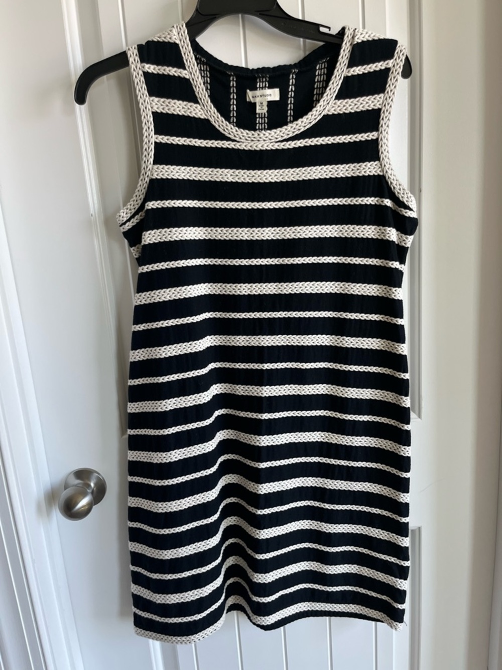 Max Studio Black and White Striped Knit Mini Dress